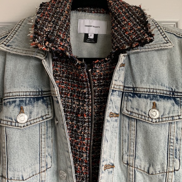 Current/Elliott The Charmer Tweed and Denim Jacket - Picture 8 of 10